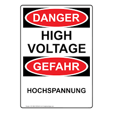 Plastic danger high voltage osha safety sign. Osha Safety Danger High Voltage Sign English German