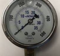 2-1/2" Glycerin Filled Pressure Gauge, 0-500 psi, Stainless Steel Case,  1/4" NPT Bottom Mount
