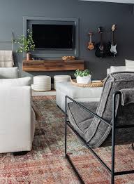 Charcoal Color Basement Family Room