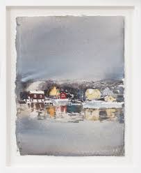 Vinterbrev, hemtrakt, nosferatu, förort och moské. Lars Lerin F 1954 Vintervy Fran Flasko I Fjallbacka Skargard Akvarell Utford 2019 Konst Maleri Auctionet