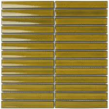 Gạch mosaic que đũa màu xanh vàng gốm phủ men mã MSQD-095