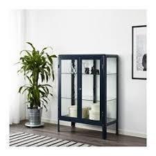 Fabrikor Glass Door Cabinet Black Blue Blue 31 7 8x44 1 2 Ikea Glass Cabinet Doors Glass Cabinets Display Small Living Room Decor