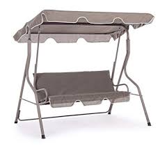 pegane balancelle coloris taupe clair avec 3 places dim l 170 x p 110 x h 153 cm chaise balancoire hamac de jardin balancoire jardin