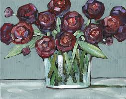 Vase of flowers is signed but not dated. Purple Abstract Flowers In A Vase Painting By Toni Grote