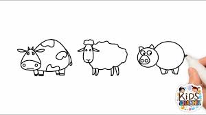 Kids Learn Drawing Farm Animals With Animation Cow Sheep Pig How To Draw Fast Farm Animals Youtube