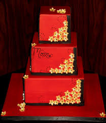 1 Tier Black And Gold Square Cake Red Square Birthday Cake Birthday Cakes Square Birthday Cake Red Cake Tiered Cakes Birthday