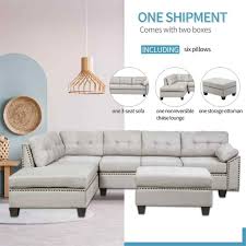Shop our best selection of nailhead trim sofas, couches & loveseats to reflect your style and inspire your home. Sectional Sofa Set With Chaise Lounge And Storage Ottoman Nail Head Detail Grey Aliexpress