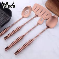 A golden and black vase. 1 4 Pcs Rose Gold Kitchen Accessories Gold Matt Utensil Stainless Steel Kitchenware Long Service Spoon Fork Fish Cooking Tool Buy At The Price Of 11 18 In Aliexpress Com Imall Com