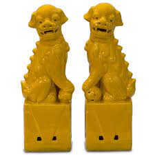 The foo dog tattoo refers to the images of the chinese guardian lion inked on body parts in the form of tattoos. Yellow Porcelain Foo Dog Set China Furniture Online