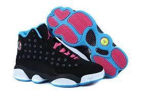 Jordans 13 Retro Black And Blue Women Air Jordan 13 Retro Black Dynamic Blue Pink For Sale Air Jordans Jordan 13 Black Jordan 13