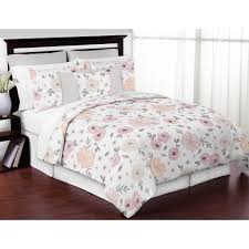 Shop Sweet Jojo Designs Blush Pink Grey And White Watercolor Floral Collection Girl 3 Piece Full Queen Size Comforter Set Overstock 19193848