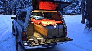 Just throw your belongings in the back and drive. Truck Camping In Sub Freezing Weather Youtube