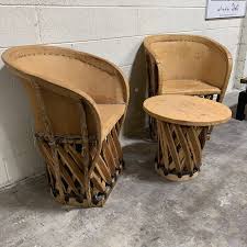 1960s Equipale Chairs And Tabl Set Set Of 3 In 2021 Mexican Furniture Basket Chair Chair