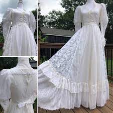 Exquisite 70 S White Lace Gunne Sax Romantic Renaissance Bridal Collection Dress Sz S Fairytale Dress Dress Collection White Lace