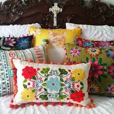 Hand Embroidered Pillow Covergreen Pillow Coverfloral Green Etsy In 2020 Handmade Table Runner Hand Embroidered Pillows Boho Table Runner