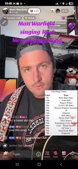 Matt Warfield singing Rock Me by Darius Rucker last night during his  Livestream. This singer/songwriter is a breath of fresh air. Be sure to  check out his original work