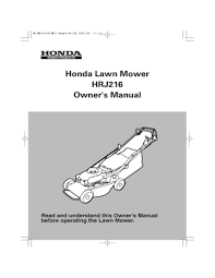 Briggs and stratton old style mechanical governor adjustment setup. Honda Lawn Mower Hrj216 Owner S Manual Manualzz