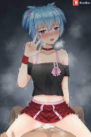 1boy 1girls assassination classroom blue eyes blue hair blush  bottomless skirt cheating cheating girlfriend clothed female clothed female  nude male clothed sex cum cum in pussy cum inside femdom