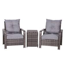 Bar height tables are great for entertaining and are suited to accommodate standing adults or bar height chairs. Outsunny 3 Piece Pe Rattan Patio Chairs Porch Furniture Set With 2 Chairs Padded Seats 1 Side Table With Storage Grey Chair Patio Chairs Aosom