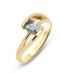 Ornés de cette pierre fine, solitaires et solitaires. Bague Or Jaune Aigue Marine Ovale 7x5mm Ref 35398