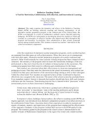 I believe i possess many qualities and skills, which are highly valued among employers. Pdf Reflective Teaching Model A Tool For Motivation Collaboration Self Reflection And Innovation In Learning