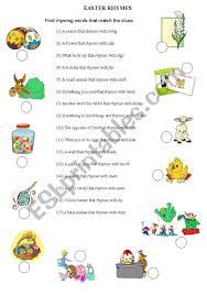 Words that almost rhyme with very. Easter Rhymes Esl Worksheet By Milkyway Blue
