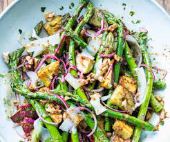 Asparagus Kumara Walnut And Parmesan Salad Nadia Lim Recipe Parmesan Salad Salad Recipes Asparagus Salad Recipe
