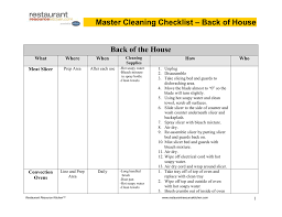 Restaurant cleanliness starts with incredible staff training. Master Cleaning Schedule