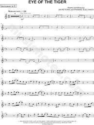 Survivor Eye Of The Tiger Eb Instrument Sheet Music Alto Or Baritone Saxophone In A Minor Download Print Cello Sheet Music Trombone Sheet Music Trombone Music