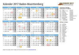 Für landwirtschaftliche berufsschulen können für die herbstferien abweichende regelungen gelten. Kalender 2017 Baden Wurttemberg