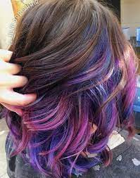 Rainbow Unicorn Hair Purple Pink Blue Underlights Joico Intensity Waves And Curls Galaxy Hair Hair Styles Hair Color Purple Dark Purple Hair