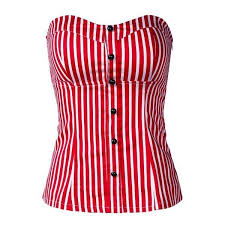 Black And White Vertical Striped Corset Red White Vertical Stripe Strapless Bandeau 635 Uyu Liked On Polyvore Featuring Tops Corsets Shirts Tube Top Sheinside Fashion Clothes Red Corset Top