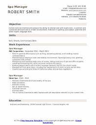 Spa Manager Resume Samples Qwikresume
