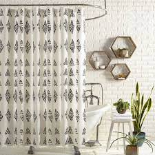 Prosperity Shower Curtain Black Cream Jungalow By Justina Blakeney Black Curtains Shower Curtain Printed Shower Curtain