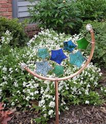 Star Stained Glass Garden Art Stake Copper Yard Decoration Sun Catcher Metal Sculpture Outdoor Gift I Garden Art Sculptures Stained Glass Art Metal Garden Art