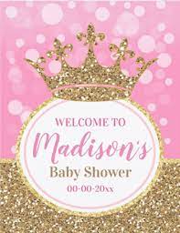Pink Princess Crown Welcome Sign Girl Shower Gold Zazzle Com In 2021 Baby Shower Princess Baby Shower Princess Theme Crown Baby Shower