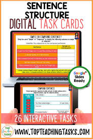 You Ll Love Our Digital Task Cards Sentence Structure Google Classroom Edition Go Paperless With Our Goo In 2020 Sentence Structure Online Teaching Compound Sentences