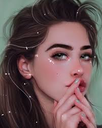 Drawing Love Feature Brown Hair Green Eyes Art Digital Art Digital Painting Illustration Char Brown Hair Green Eyes Girl Digital Art Girl Portrait Ideas Art