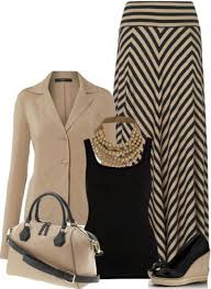 Tan Black Striped Maxi Skirt Fashion Smart Casual Style Maxi Skirt Outfits