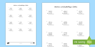 Klasse für mathematik an der grundschule. Addition Mit Funfstelligen Zahlen Arbeitsblatt