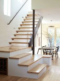 Modern Stairway Design With Wooden Floating Steps Holder Design Associates Home Stairs Design Stairs Design Modern Stairs Design