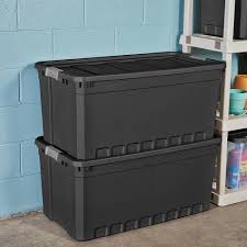Black And Yellow Storage Bins 27 Gallon 3pc Plastic Storage Containers Large Box 50 Gallon Stacking Case Black Bin Boxes Plastic Container Storage Storage Bins Plastic Storage Bins