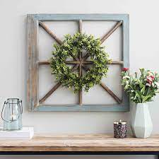 Rustic Window Panes Mixed With Green Wreaths Create The Perfect Piece For Your Entryway Or Living Room Save Thi Boxwood Wreath Wall Decor Sale Farmhouse Decor
