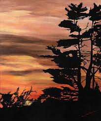 I have a basic sunset landscape on a watercolour paper & then. Silhouette Sunset Painting By Mary Ellen Anderson
