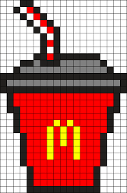 Drink Cup With Straw Kandi Pattern Pixel Art Pattern Pixel Drawing Minecraft Pixel Art