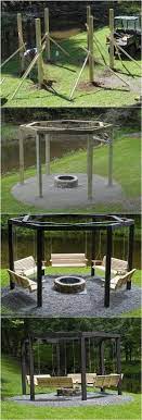 Fire pit far away from trees as a look large cut the style design. How Fun Is This Build A Structure For Swings Around Your Backyard Fire Pit Backyard Firepit Diyprojects Backyard Fire Backyard Fire Pit Backyard
