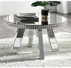 Elegant lighting mf92005 modern 38 inch wide square mirrored crystal coffee table mirrored indoor furniture tables coffee build, inc. Lotus Mirrored Round Coffee Table With Faux Crystals By Acme