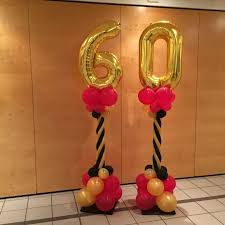 60th Birthday Party Ideas Black And Gold Black Gold And Magenta 60th Birthday Balloon Columns 60th Birthday Balloons Birthday Balloon Decorations 60th Birthday Party Decorations