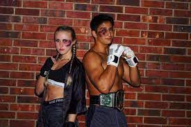 Couple Halloween Costume Boxers Fighter Mma Wwe Black Eye Make Up Couples Costumes Couple Halloween Halloween Girl