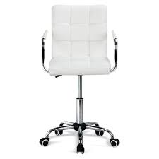 Yaheetech Modern Swivel Office Chair Faux Leather Home Computer Desk Chairs On Wheels White You Can F Leather Office Chair White Modern Office Leather Chair